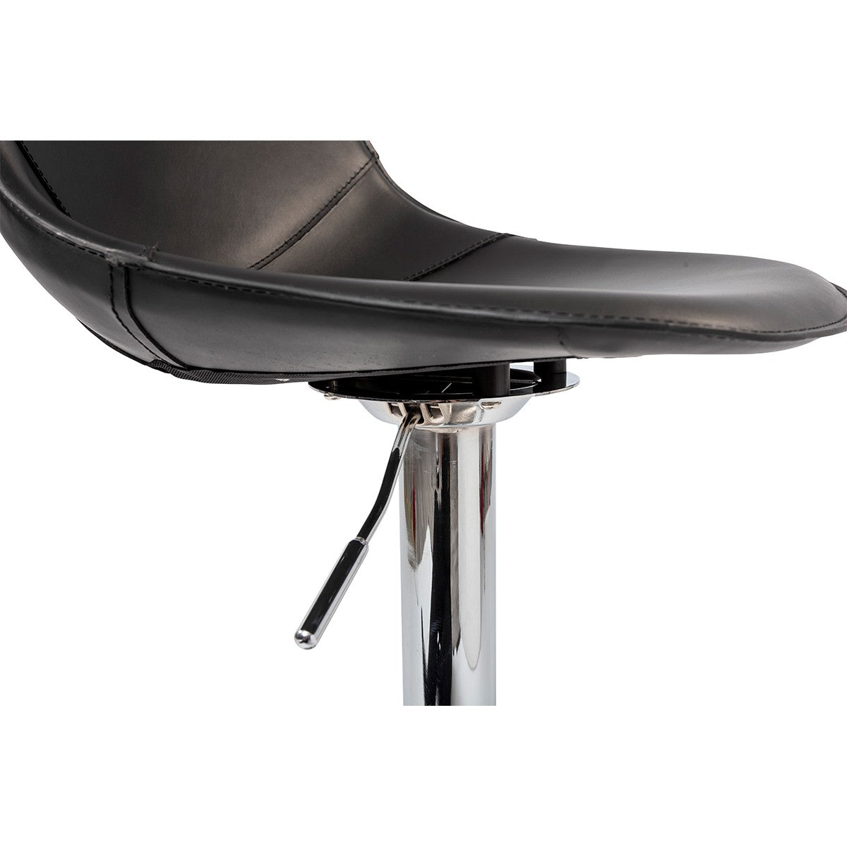 40" Black And Silver Steel Swivel Low Back Bar Height Chair With Footrest