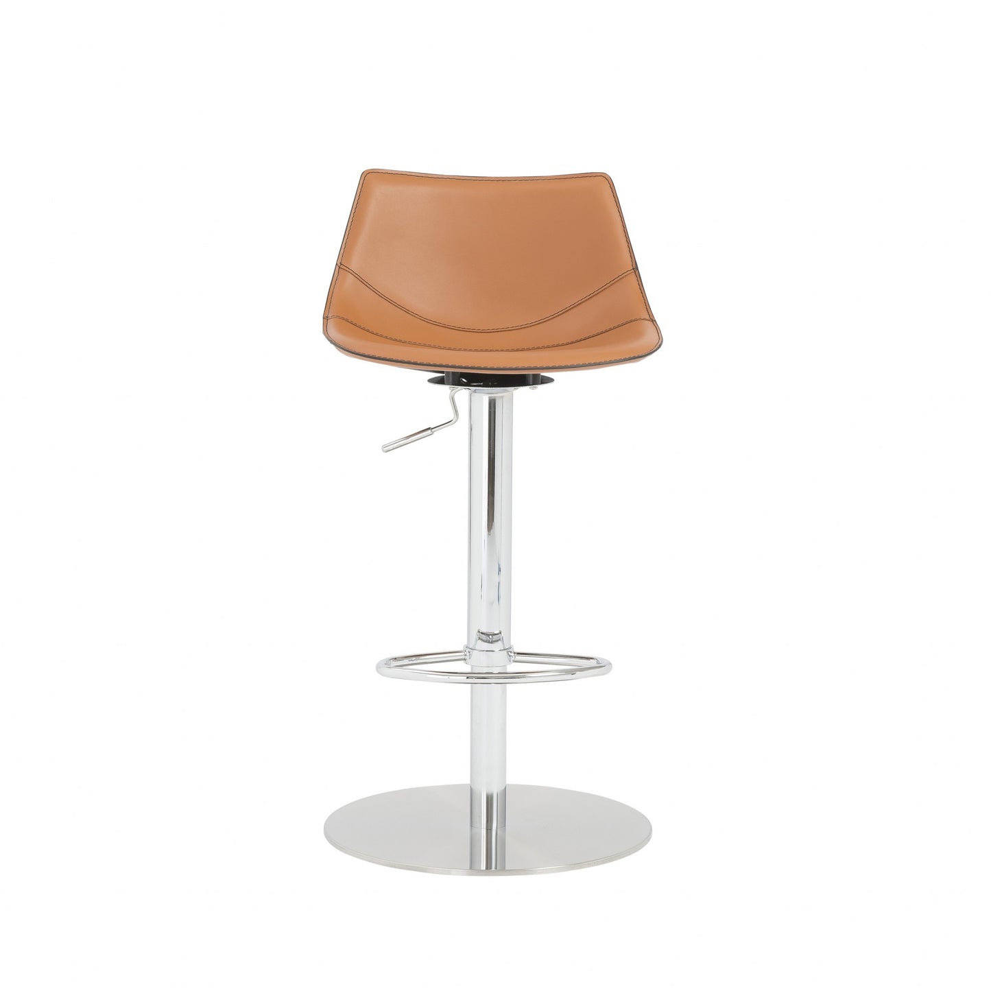 40" Terra Cotta And Silver Steel Swivel Low Back Bar Height Chair With Footrest