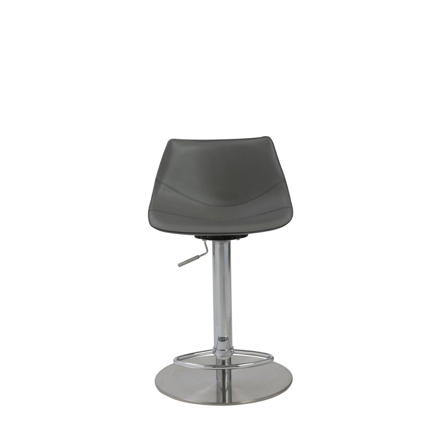 40" Gray And Silver Steel Swivel Low Back Bar Height Chair With Footrest