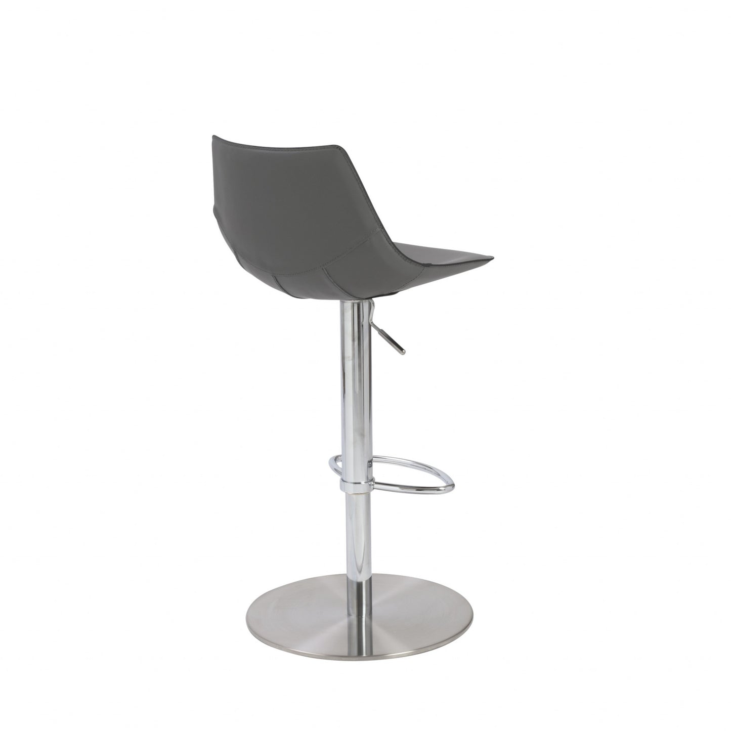 40" Gray And Silver Steel Swivel Low Back Bar Height Chair With Footrest