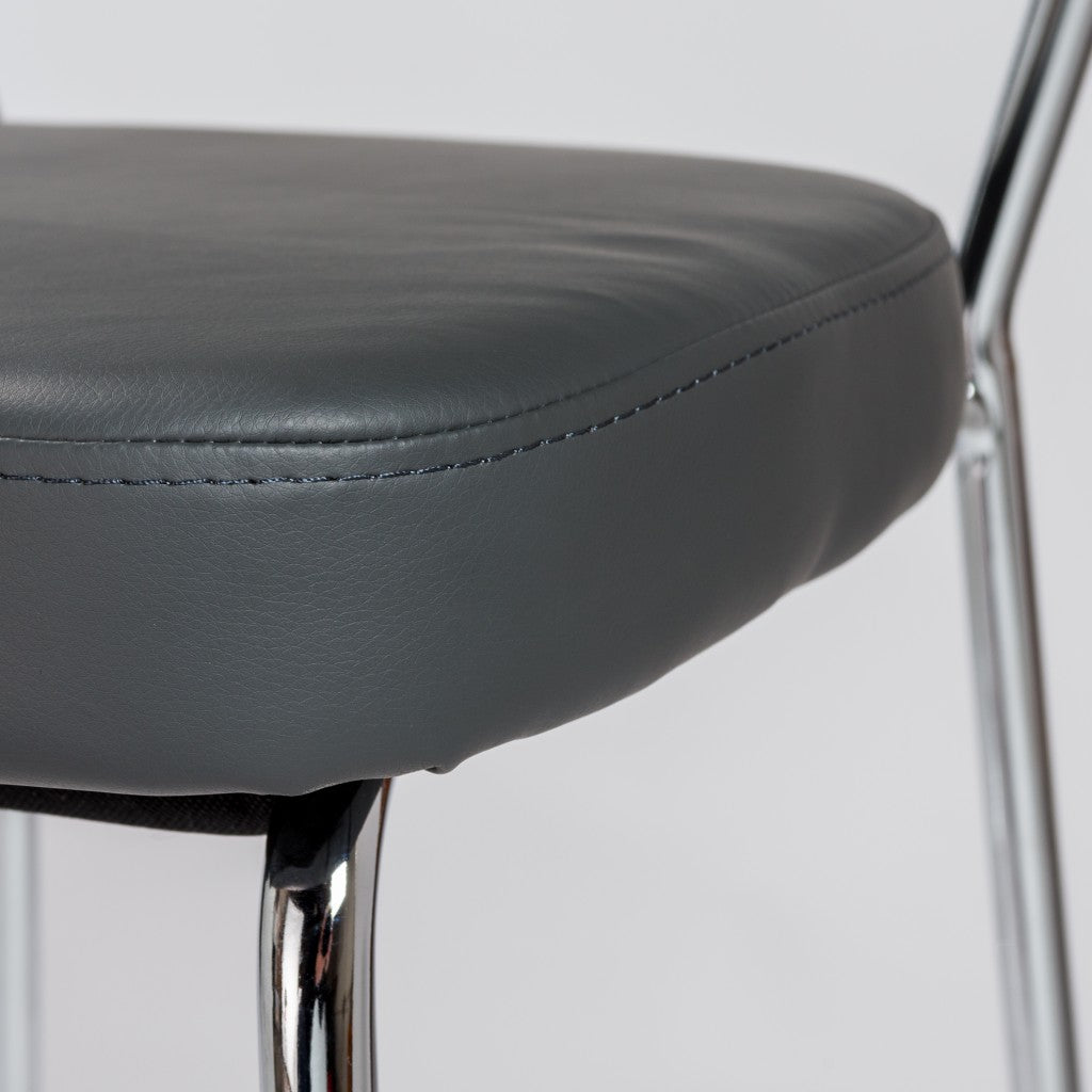 Set Of Two 36" Gray And Silver Steel Low Back Counter Height Bar Chairs With Footrest