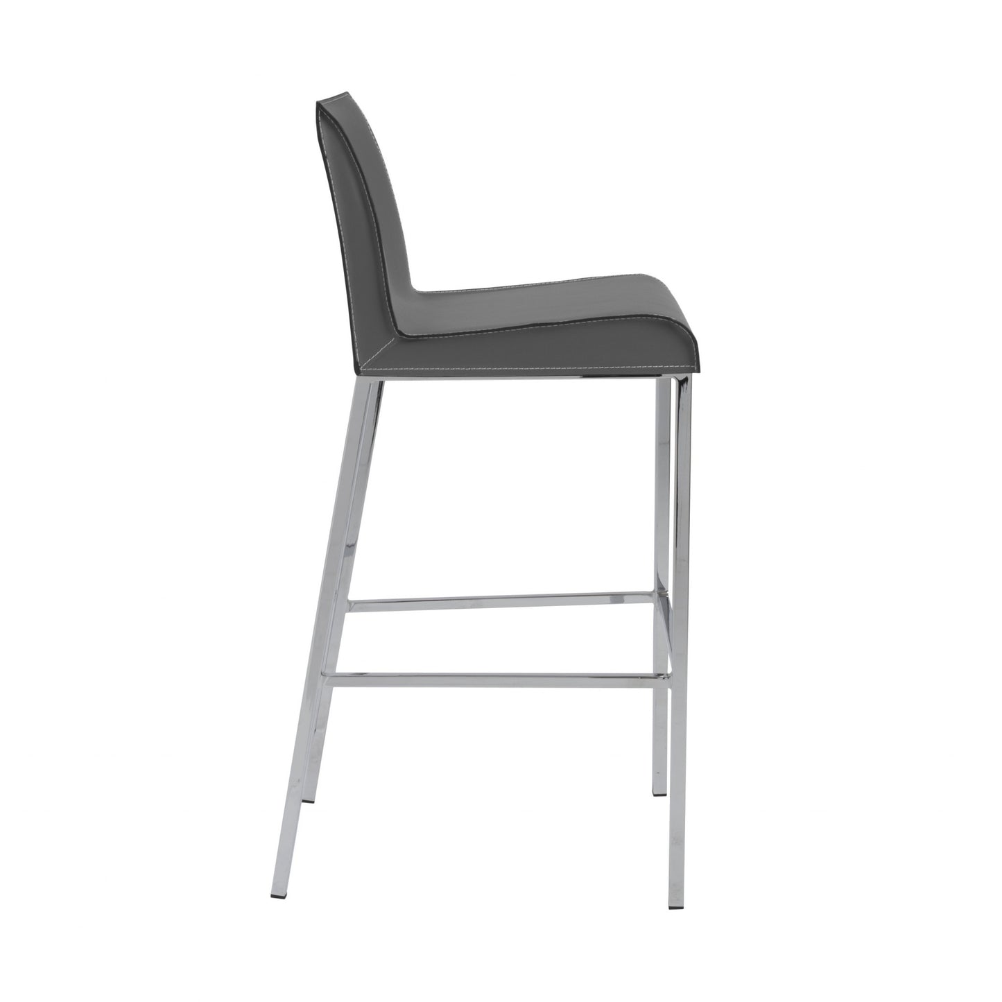 Set Of Two 41" Gray And Silver Steel Low Back Bar Height Chairs With Footrest