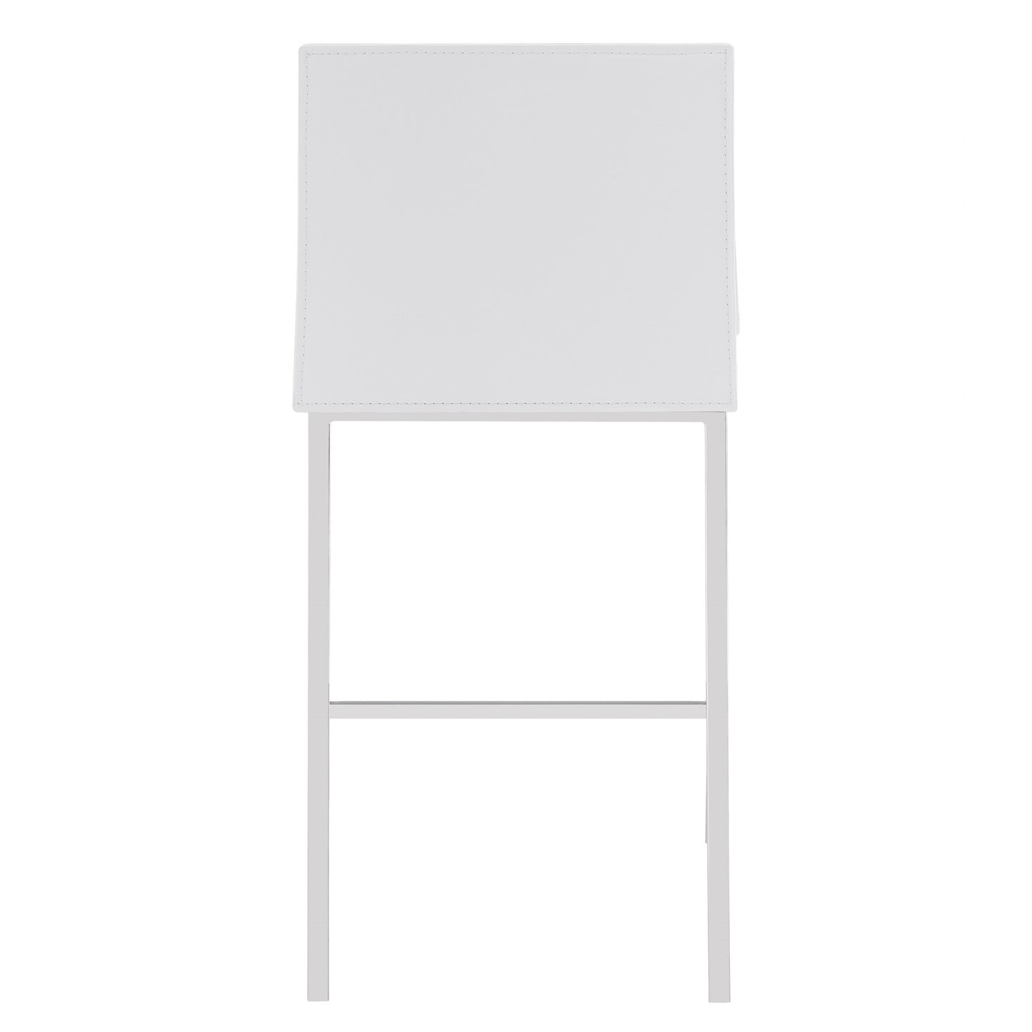 Set Of Two 34" White And Silver Steel Low Back Counter Height Bar Chairs With Footrest