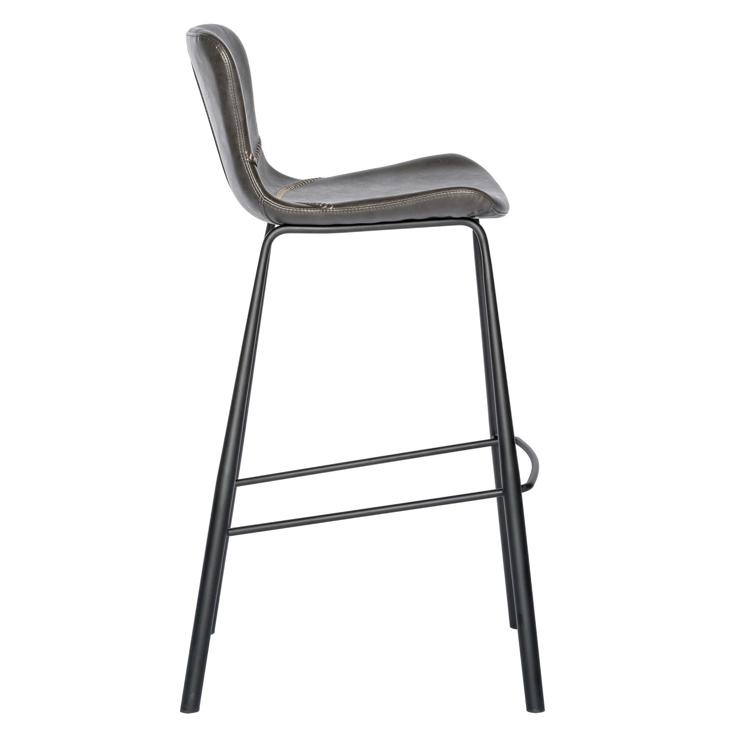 Set Of Two 40" Gray And Black Steel Low Back Bar Height Chairs With Footrest