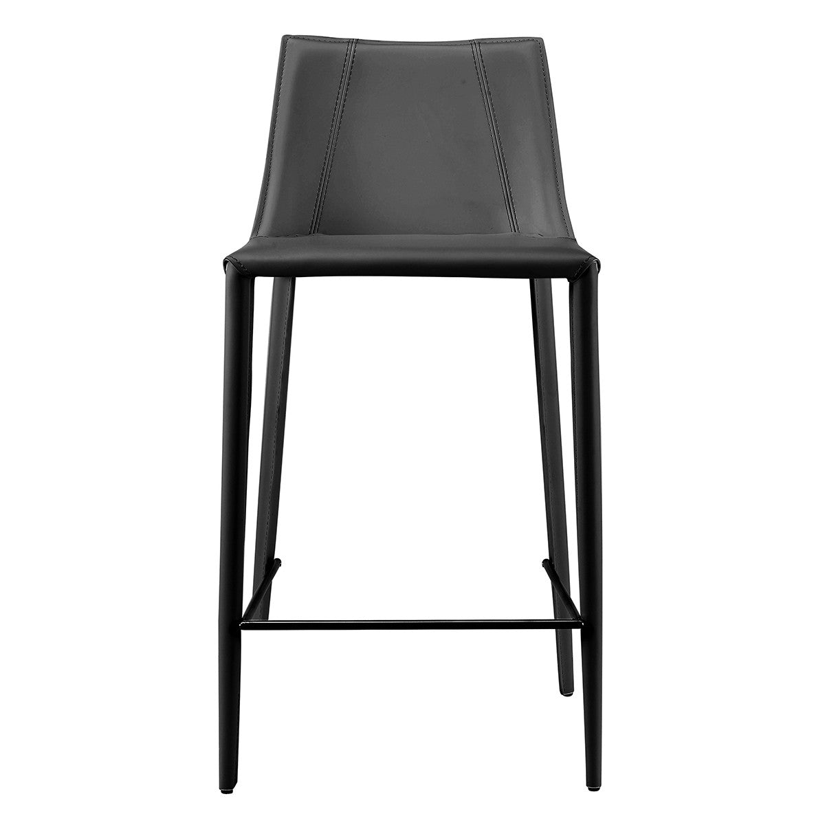 36" Black Steel Low Back Counter Height Bar Chair With Footrest