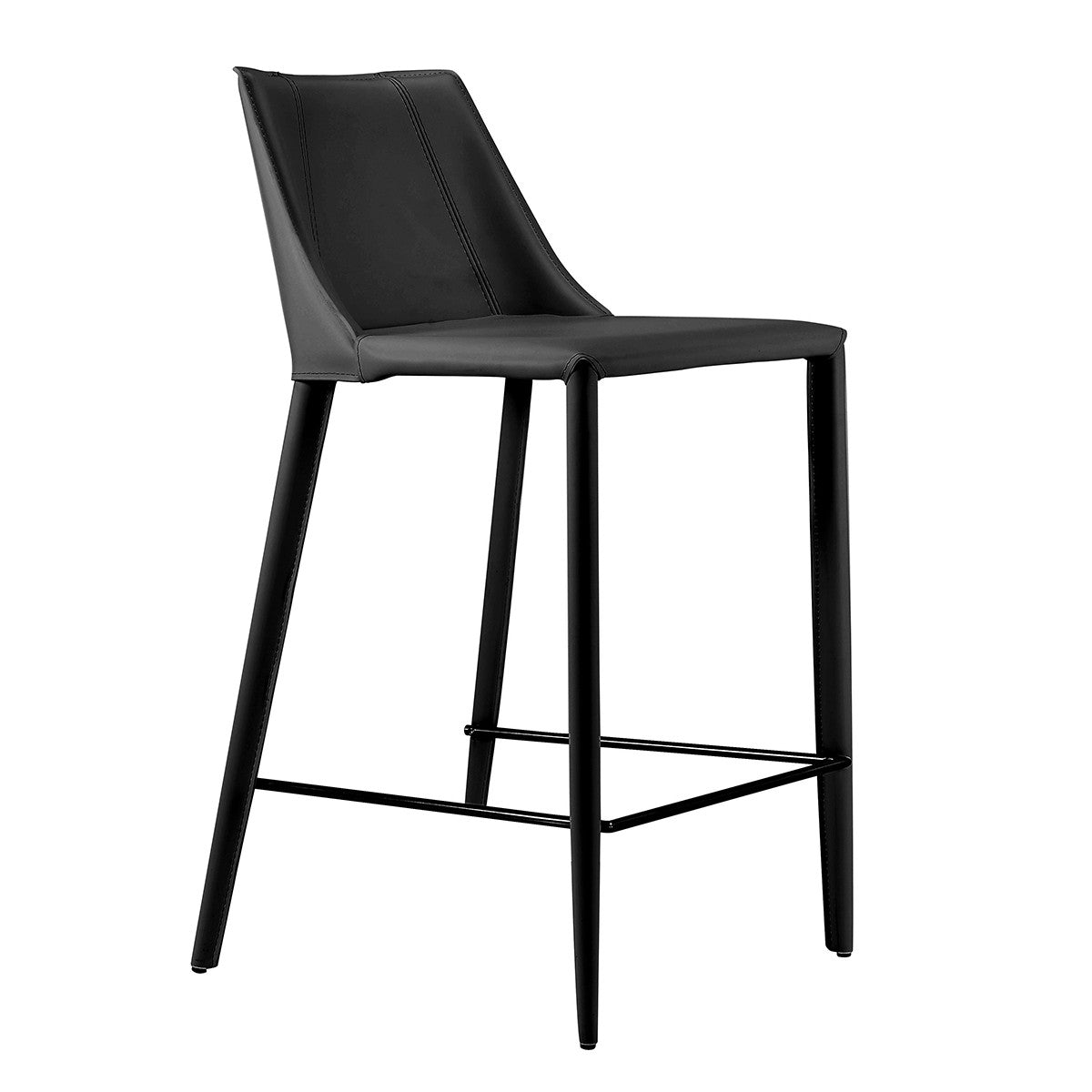 36" Black Steel Low Back Counter Height Bar Chair With Footrest