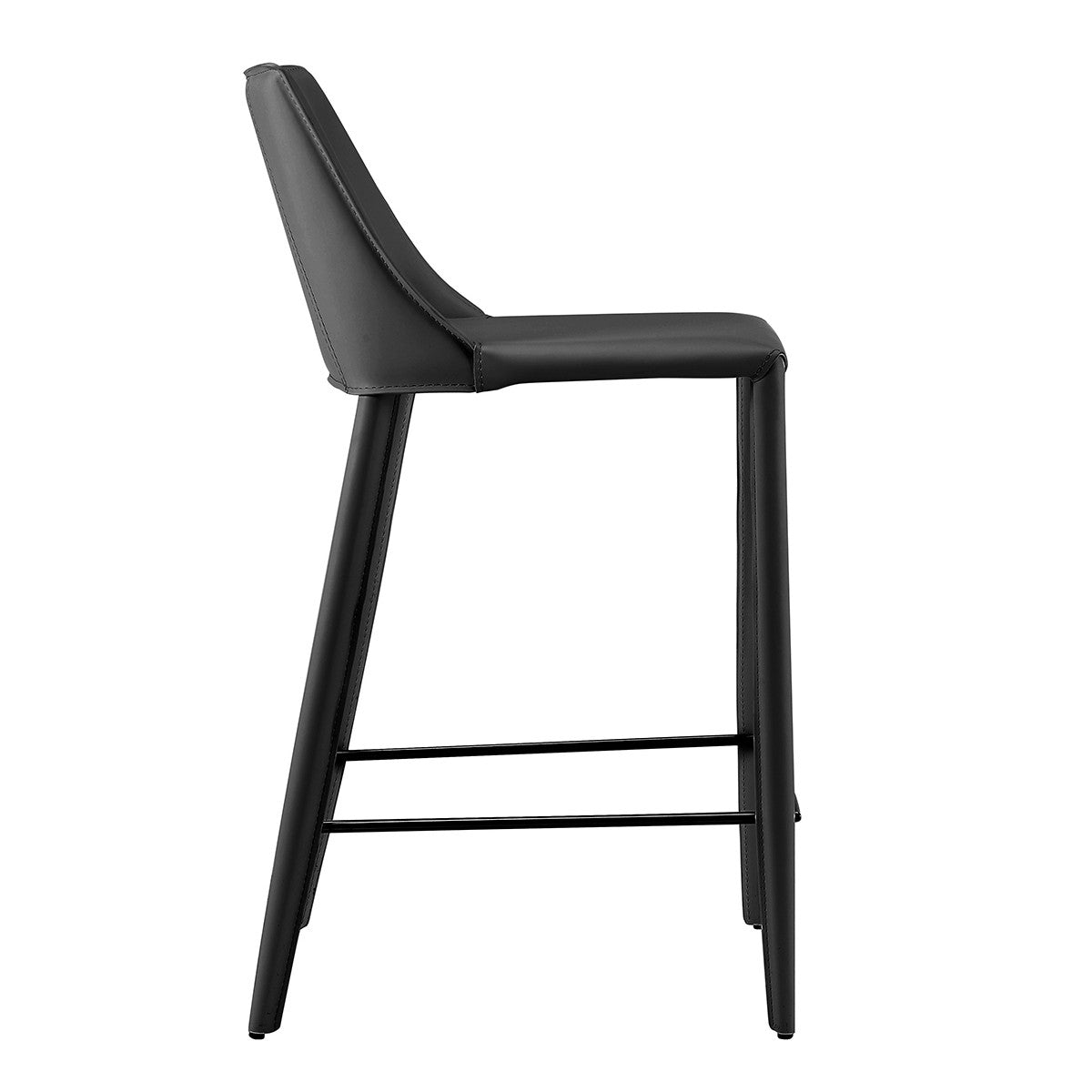 36" Black Steel Low Back Counter Height Bar Chair With Footrest