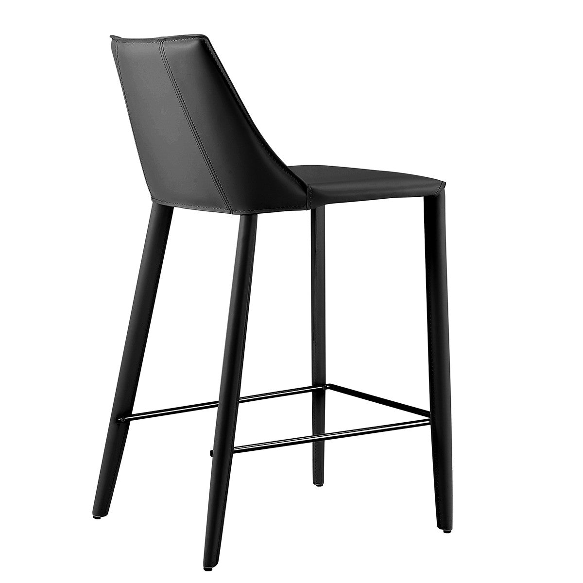 36" Black Steel Low Back Counter Height Bar Chair With Footrest