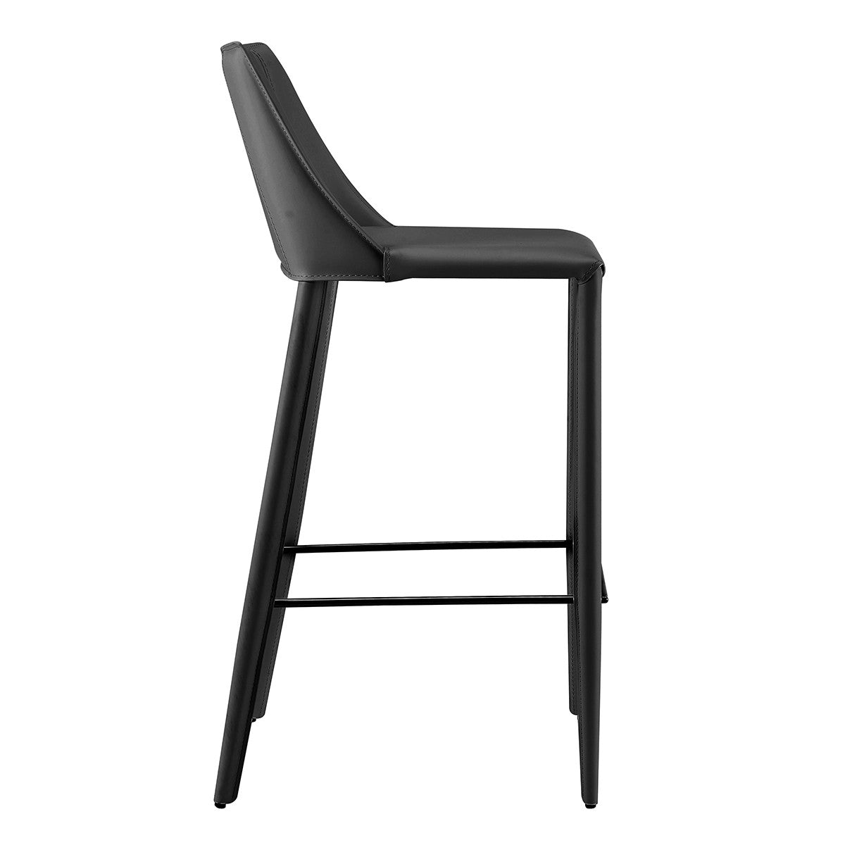 40" Black Steel Low Back Bar Height Chair With Footrest
