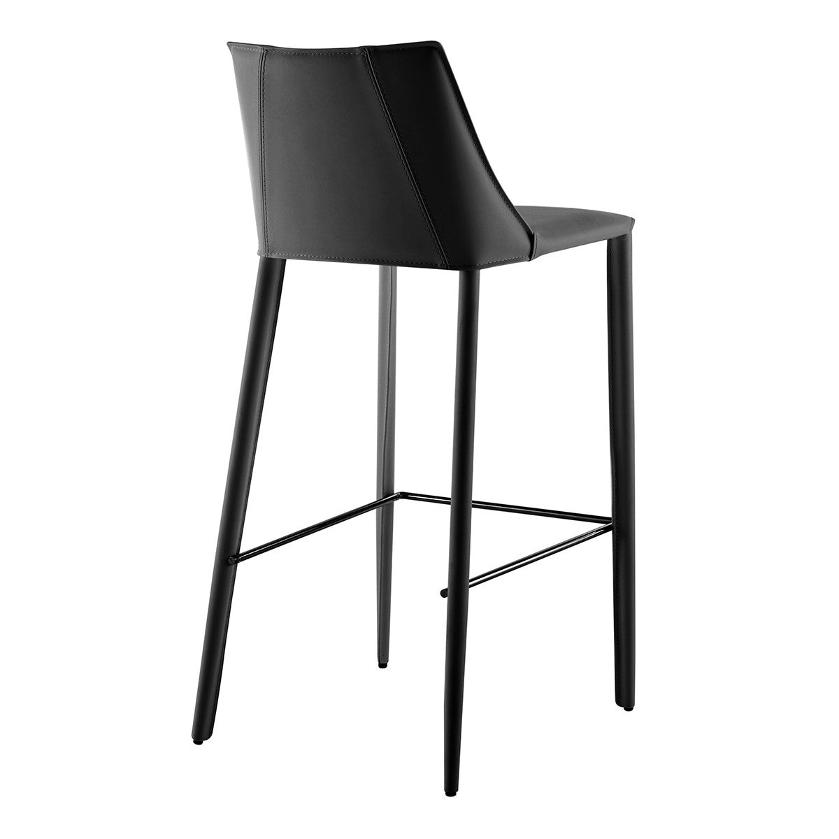 40" Black Steel Low Back Bar Height Chair With Footrest