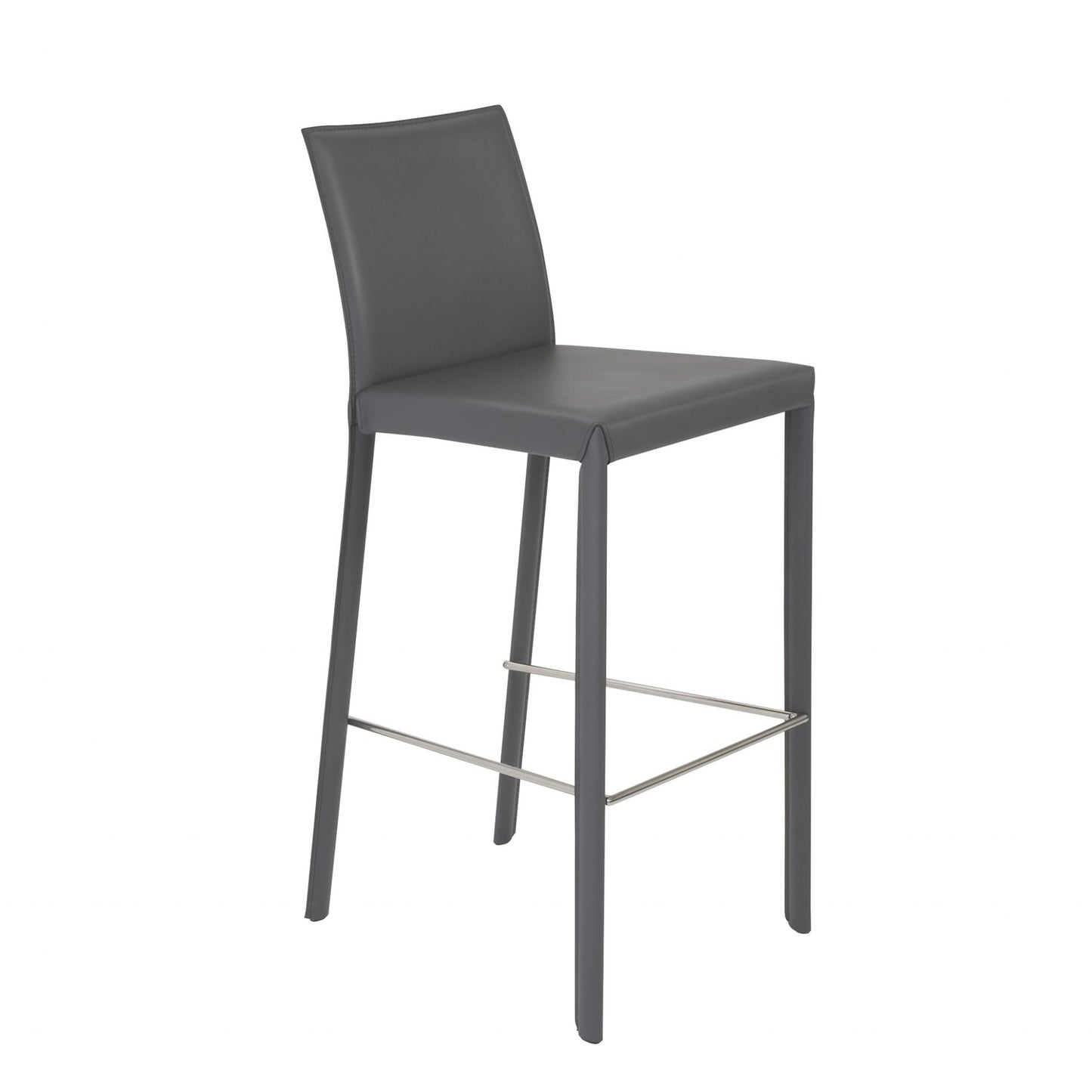 Set Of Two 41" Gray Steel Low Back Bar Height Chairs With Footrest