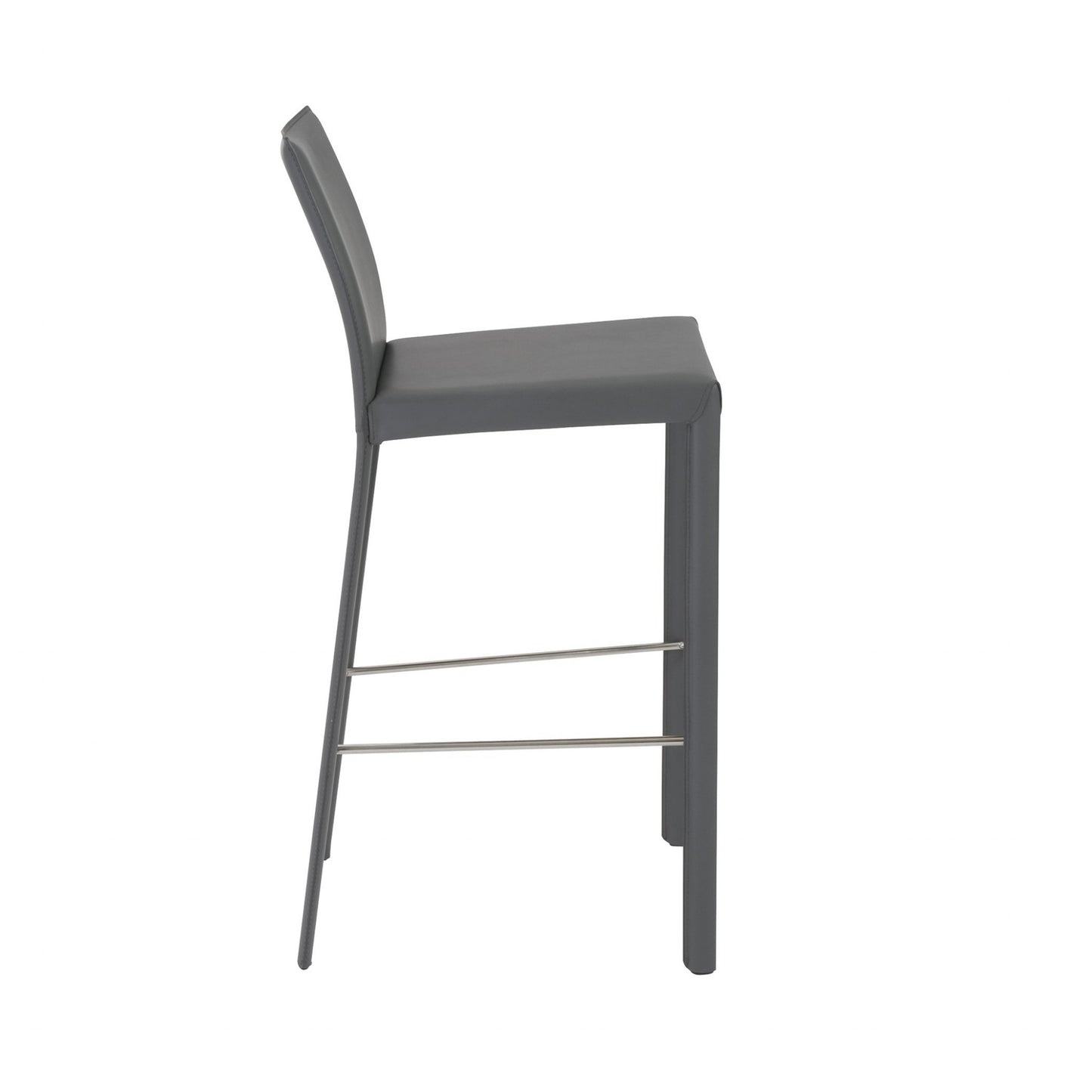 Set Of Two 41" Gray Steel Low Back Bar Height Chairs With Footrest