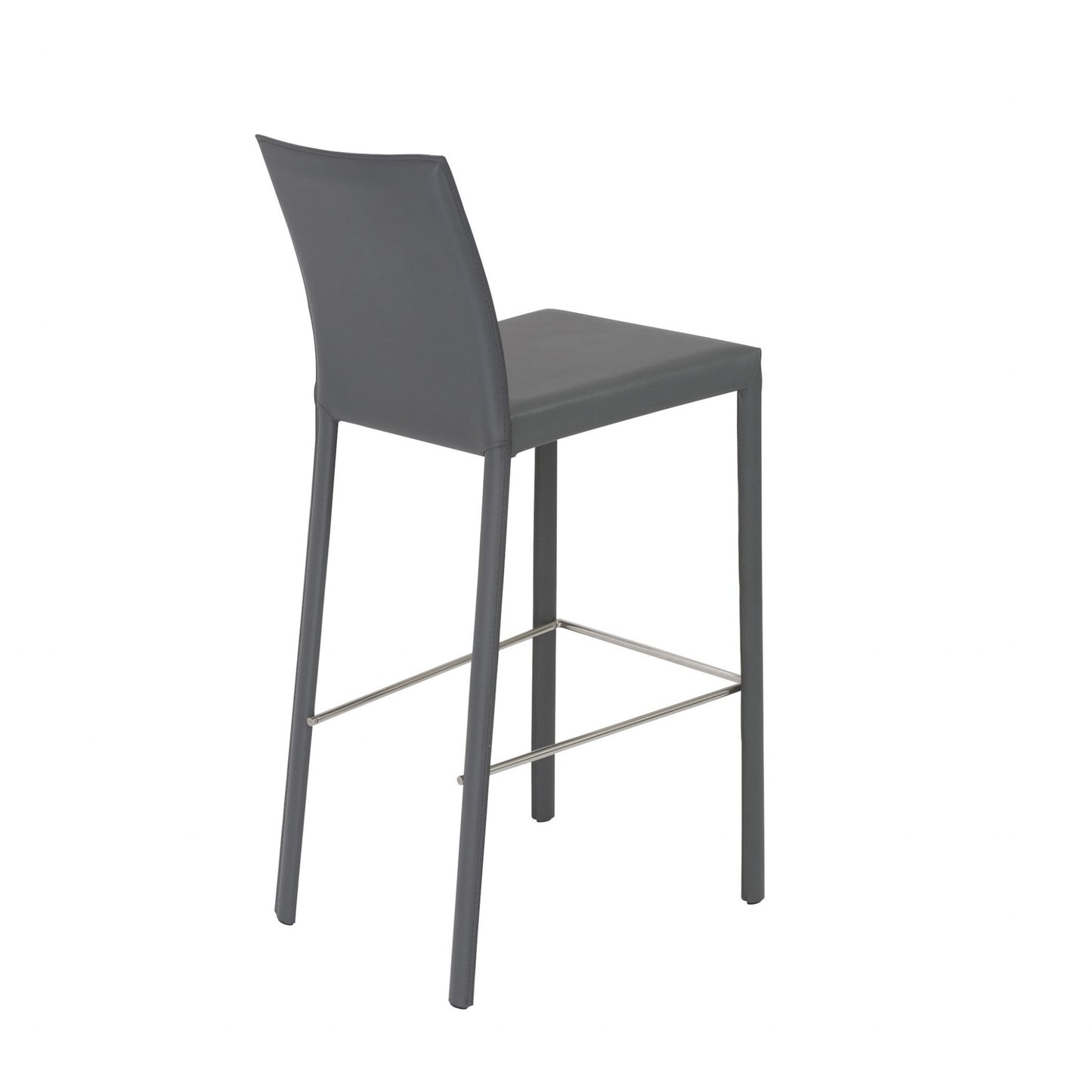 Set Of Two 41" Gray Steel Low Back Bar Height Chairs With Footrest