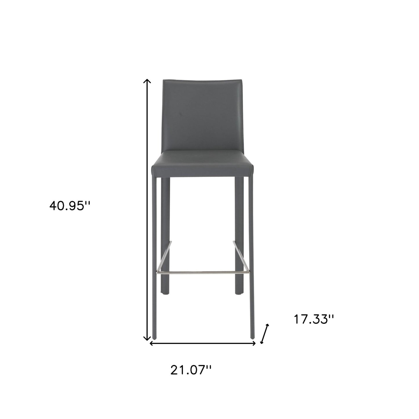 Set Of Two 41" Gray Steel Low Back Bar Height Chairs With Footrest
