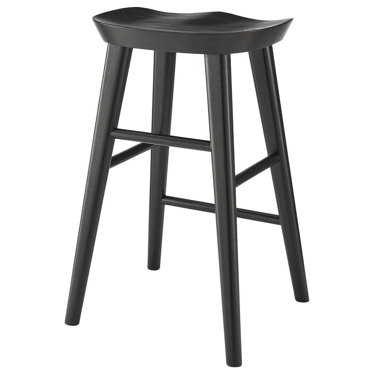 25" Black Backless Counter Height Bar Chair With Footrest