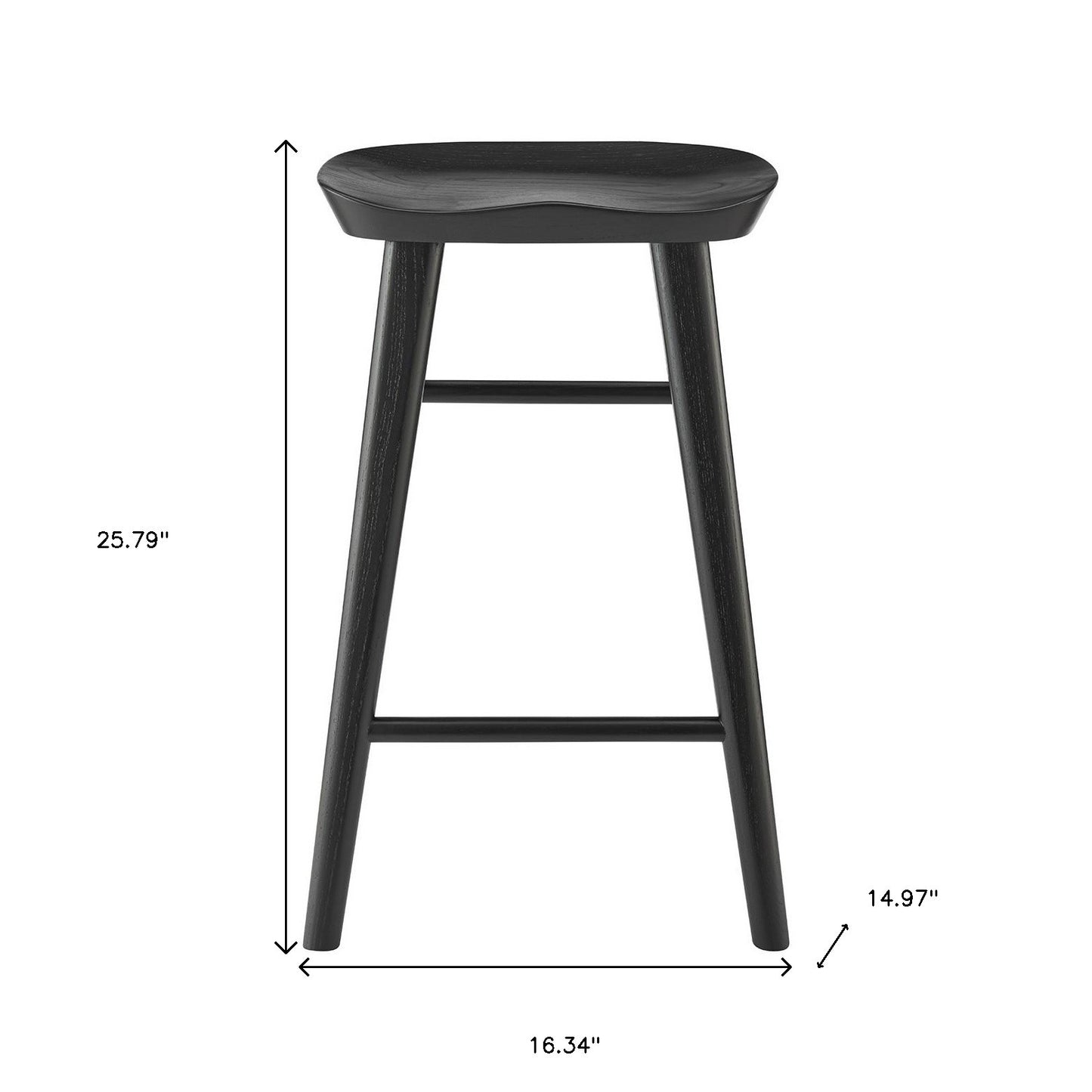 25" Black Backless Counter Height Bar Chair With Footrest