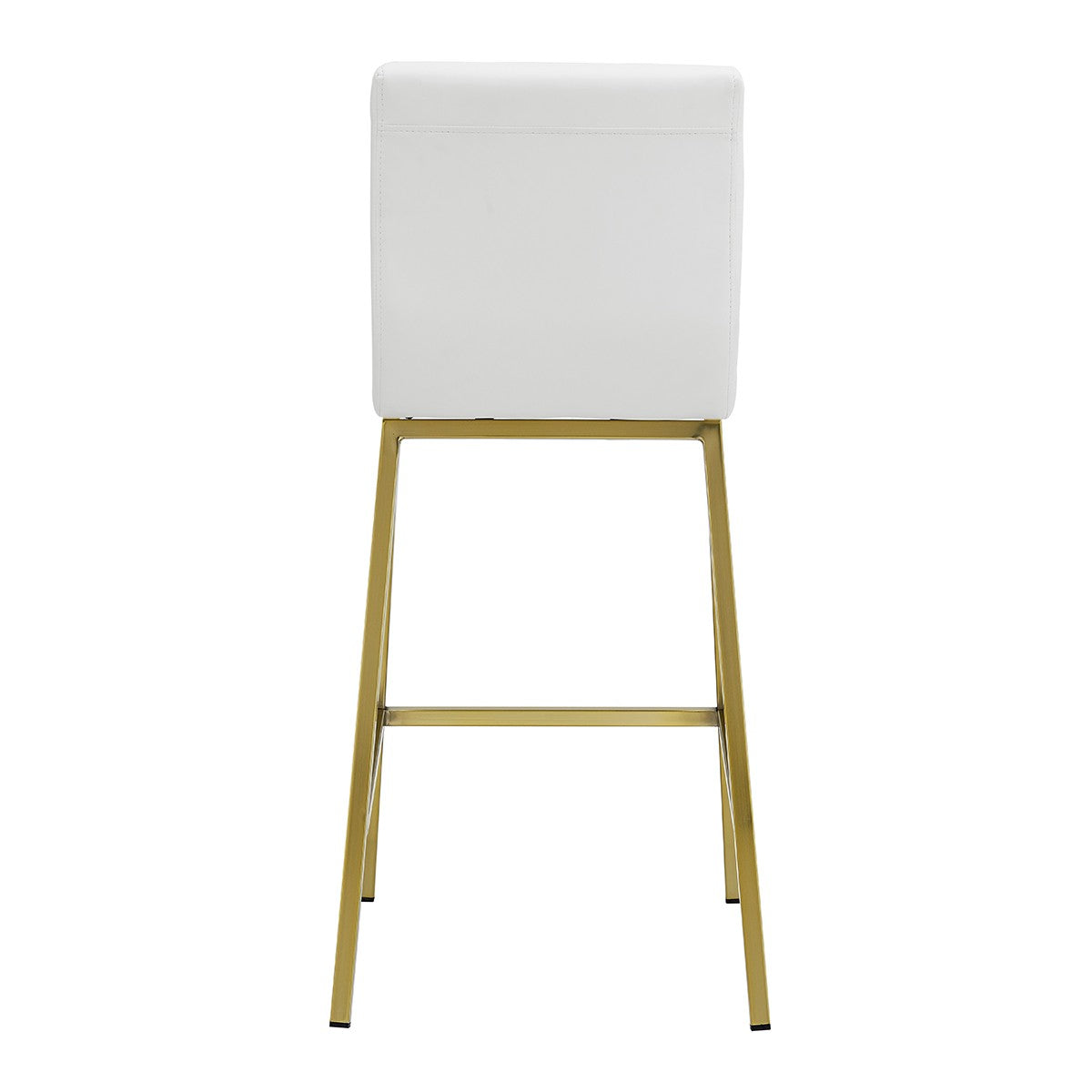 Set Of Two 36" White And Gold Steel Low Back Counter Height Bar Chairs With Footrest