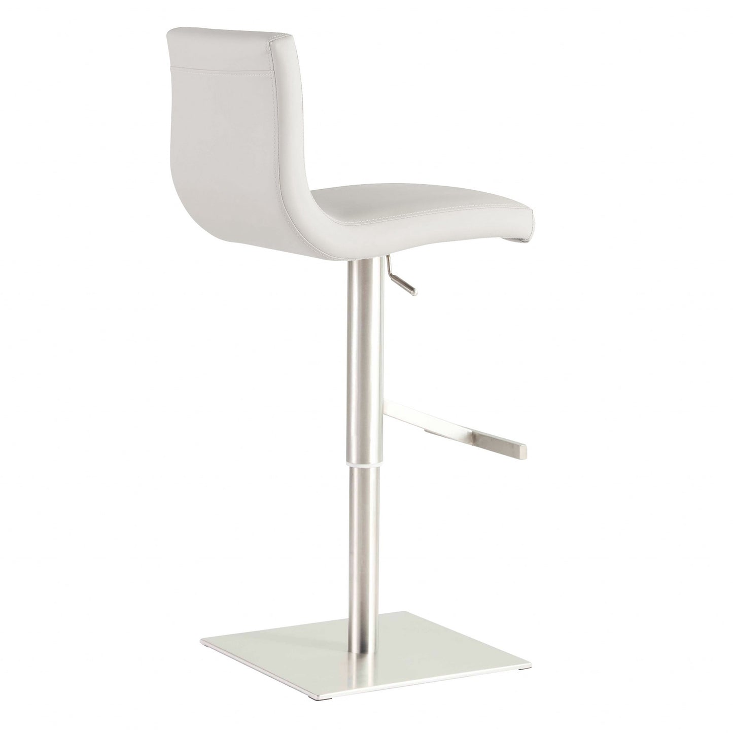 42" White And Silver Steel Swivel Low Back Bar Height Chair With Footrest