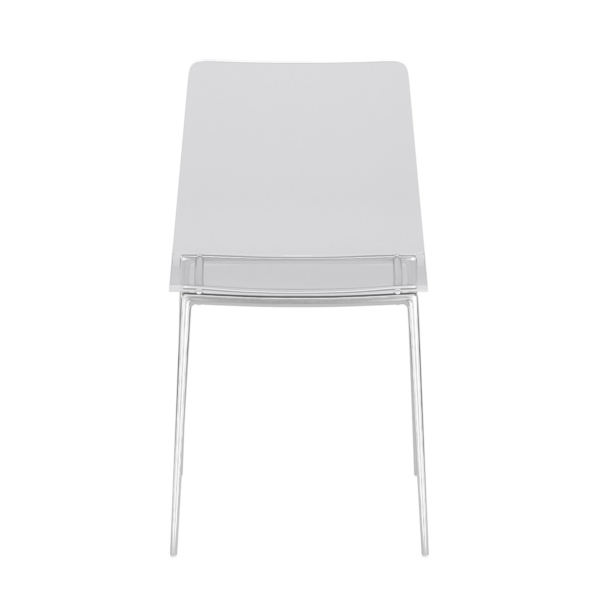 Set of Two Acrylic and Silver Steel Chairs