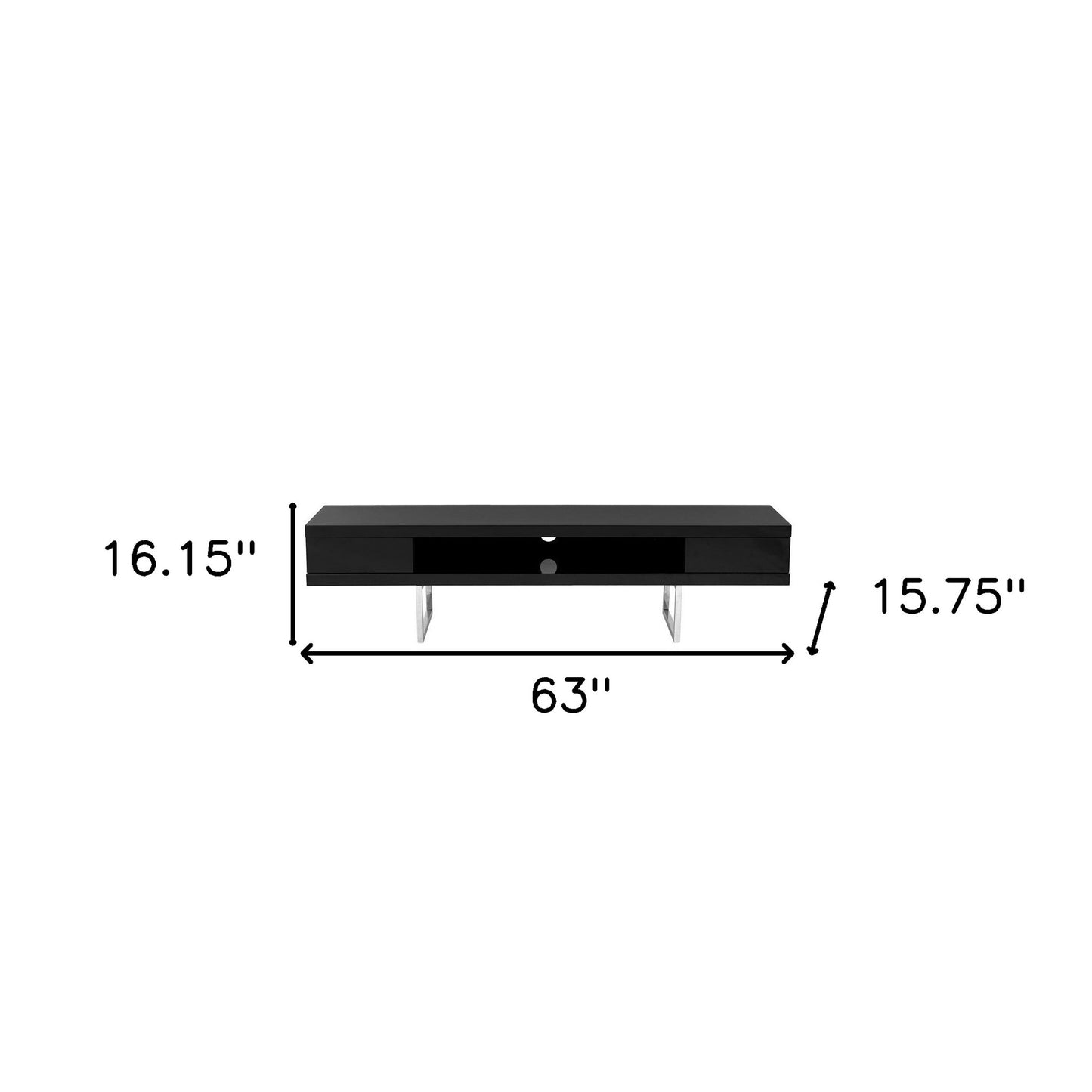 High Gloss Black on Chrome TV Stand Media Center