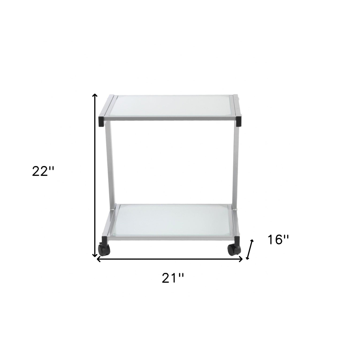 Silver and Frosted Glass Rolling Printer Cart
