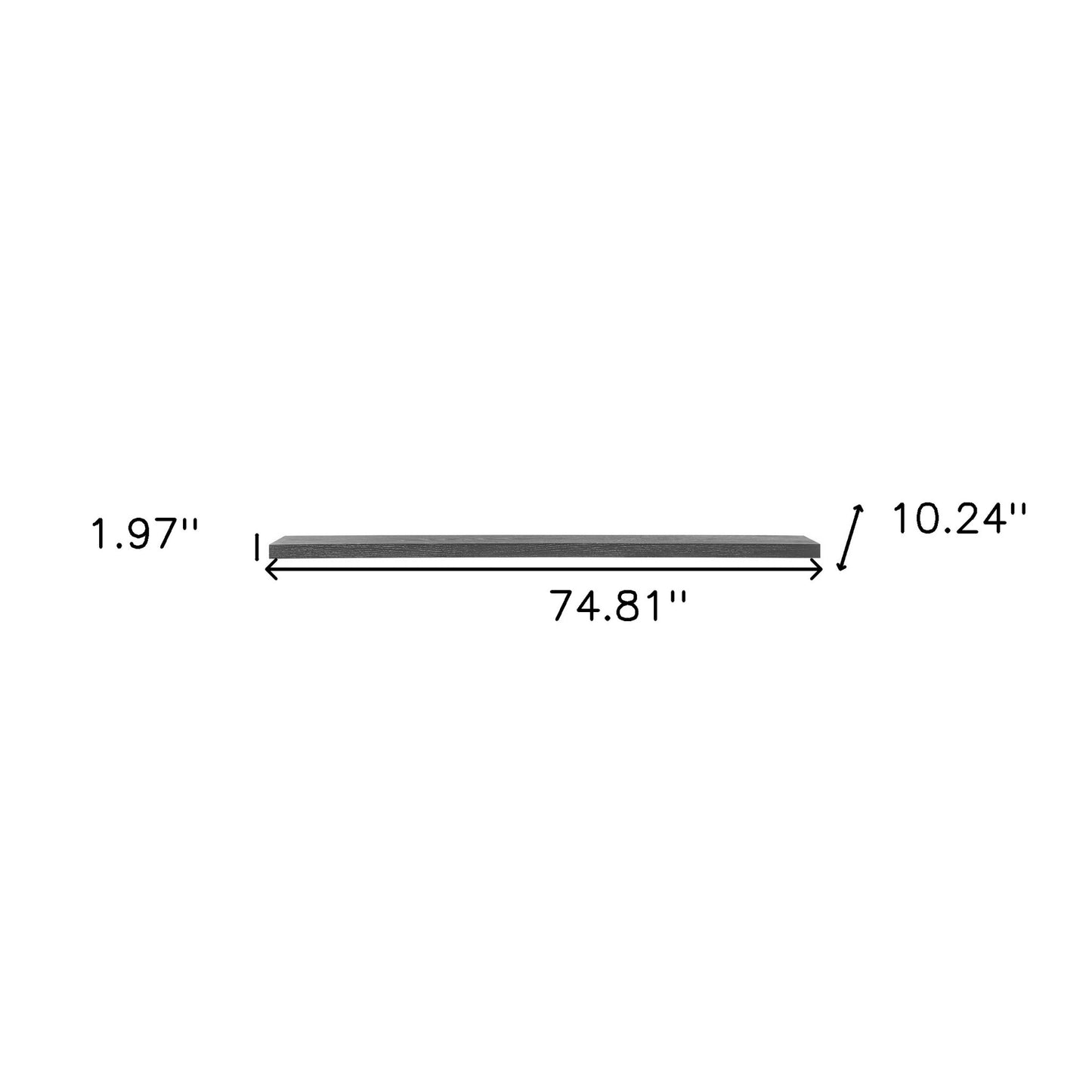75" Dark Gray Whitewash Wooden Floating Shelf