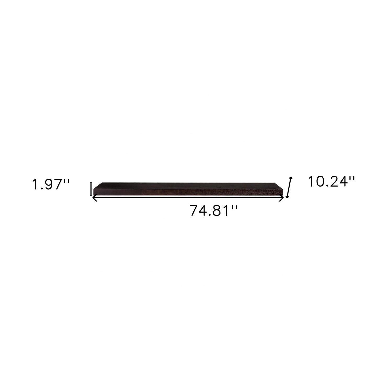 75" Dark Espresso Brown Wooden Floating Shelf