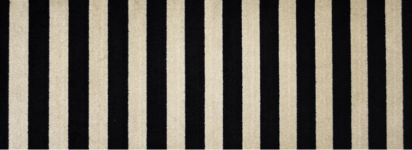 2' x 6' Black and Tan Wide Stripe Washable Runner Rug