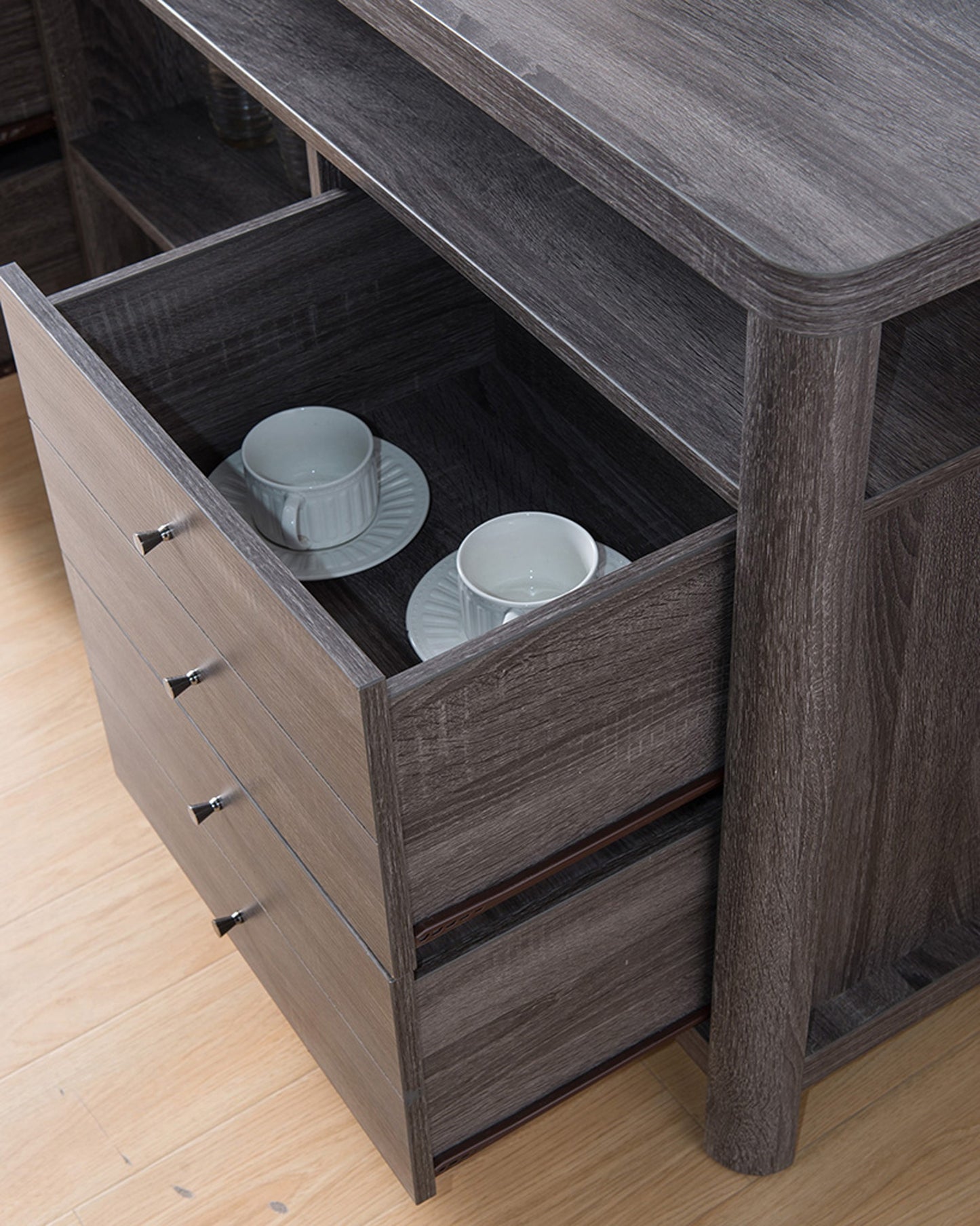60" Gray Particle Board And Mdf Cabinet Enclosed Storage TV Stand