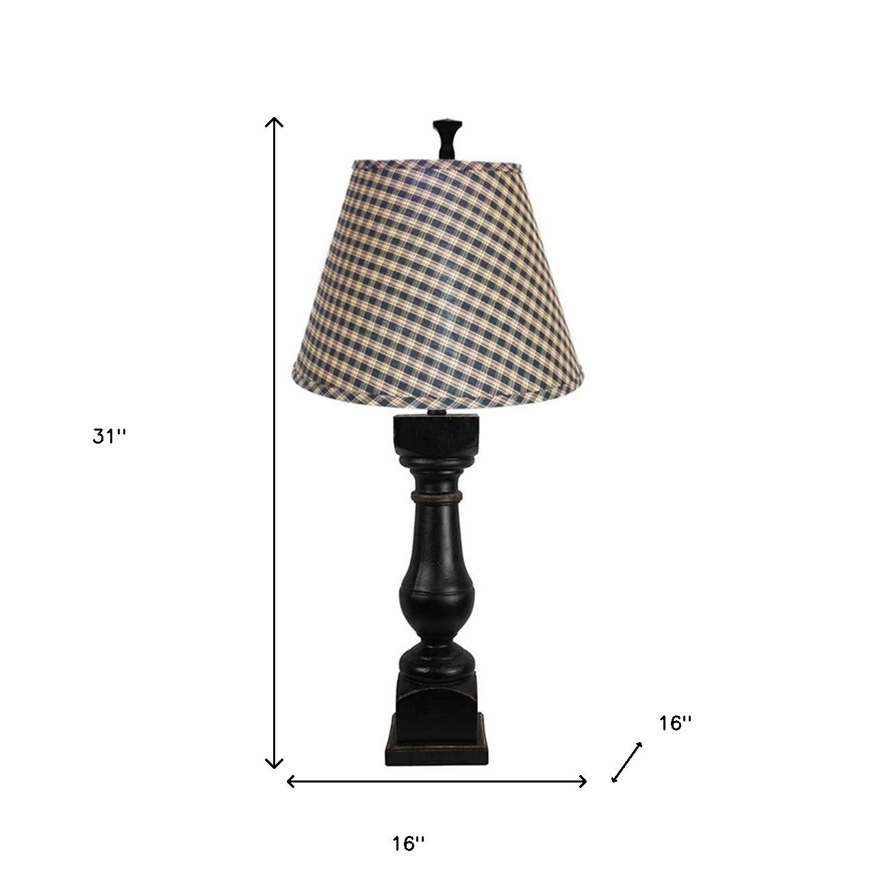 31" Black Standard Table Lamp With Black Shade