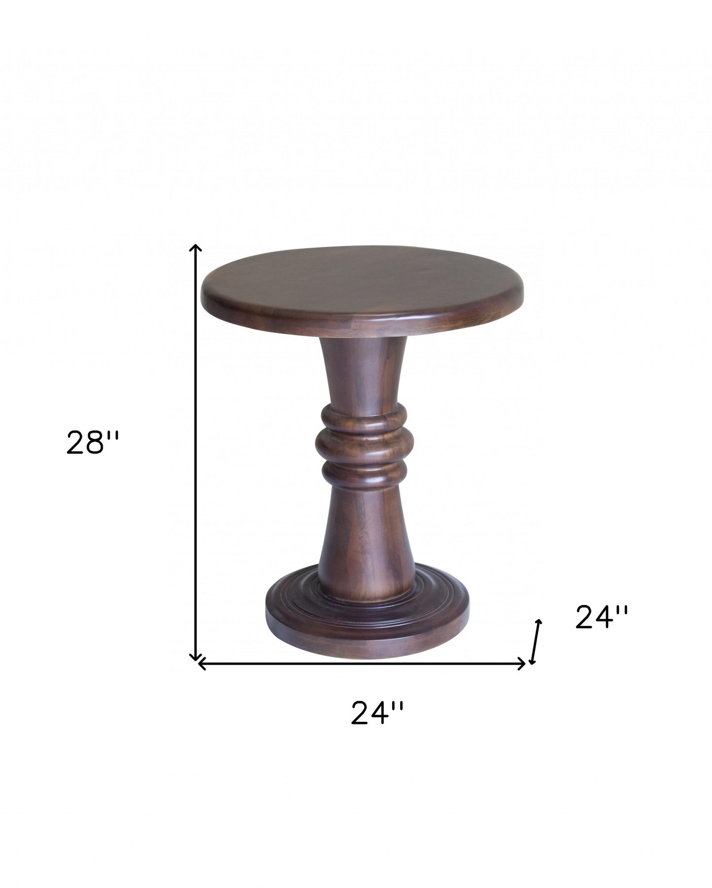 28" Brown Solid Wood Round End Table