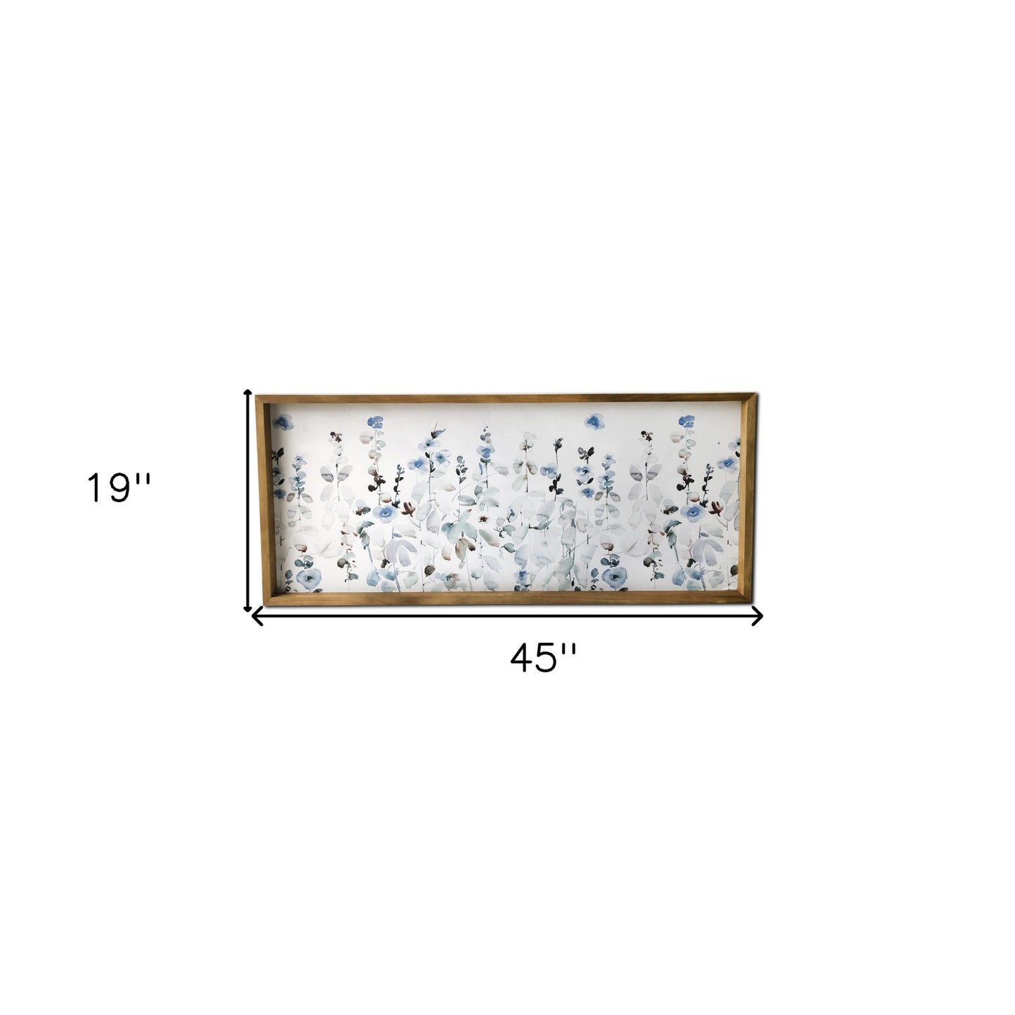 Blue Flower Garden Print Wood Plank Wall Art