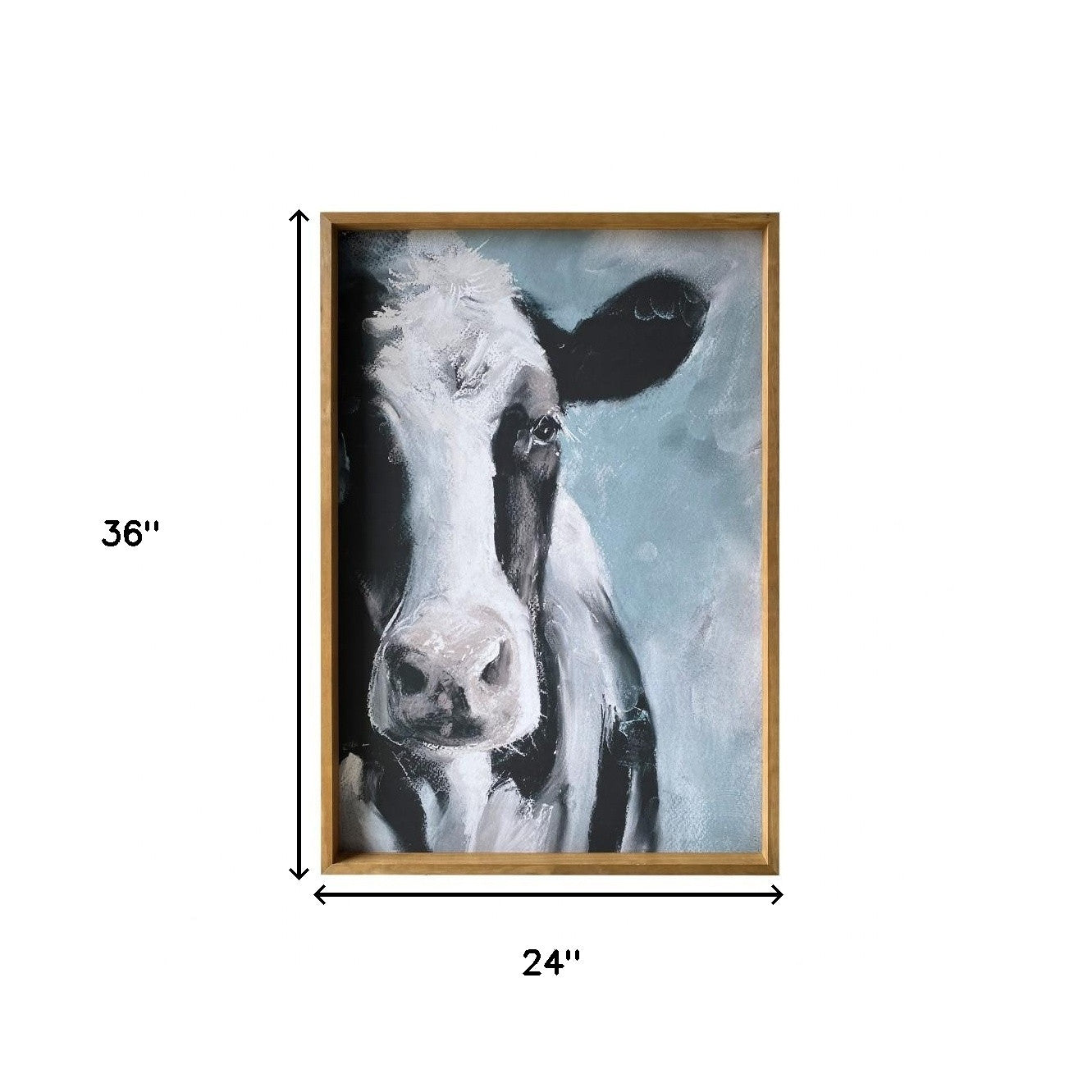 Sweet Cow Wooden Framed Canvas Wall Art