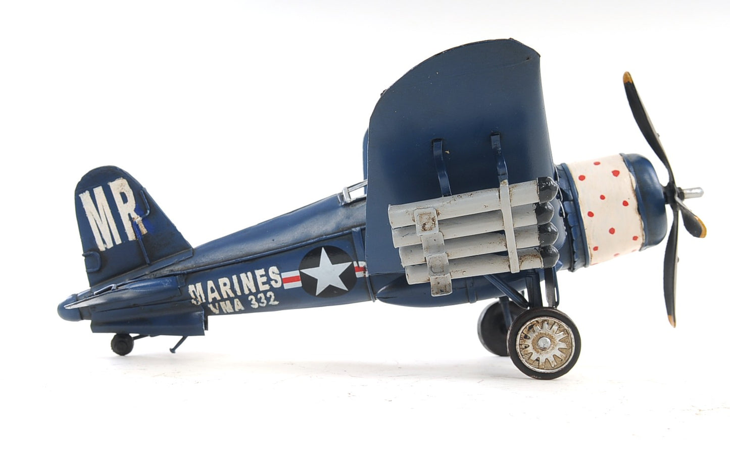 6" Blue Metal Airplane Hand Painted Decorative Airplane