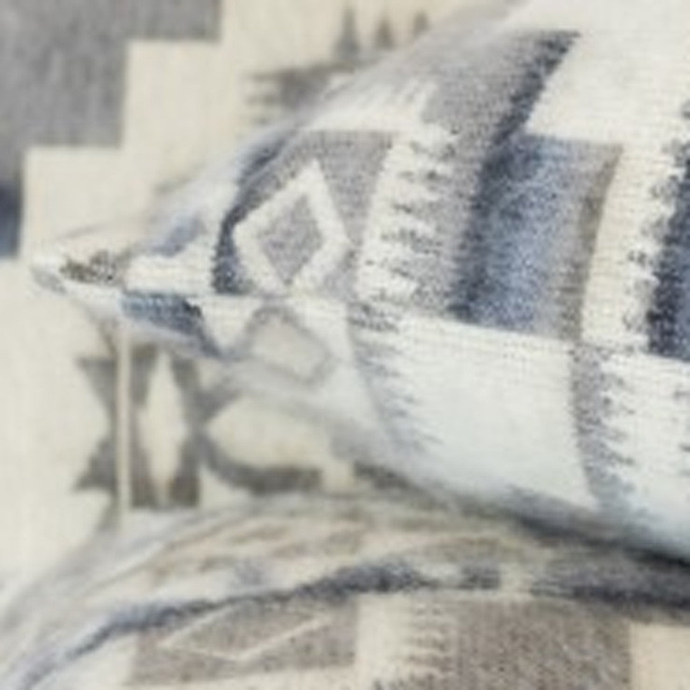 16" Ultra Soft Light Gray Southwest Handmade Pillow Cover