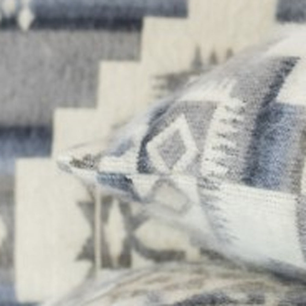 16" Ultra Soft Light Gray Southwest Handmade Pillow Cover