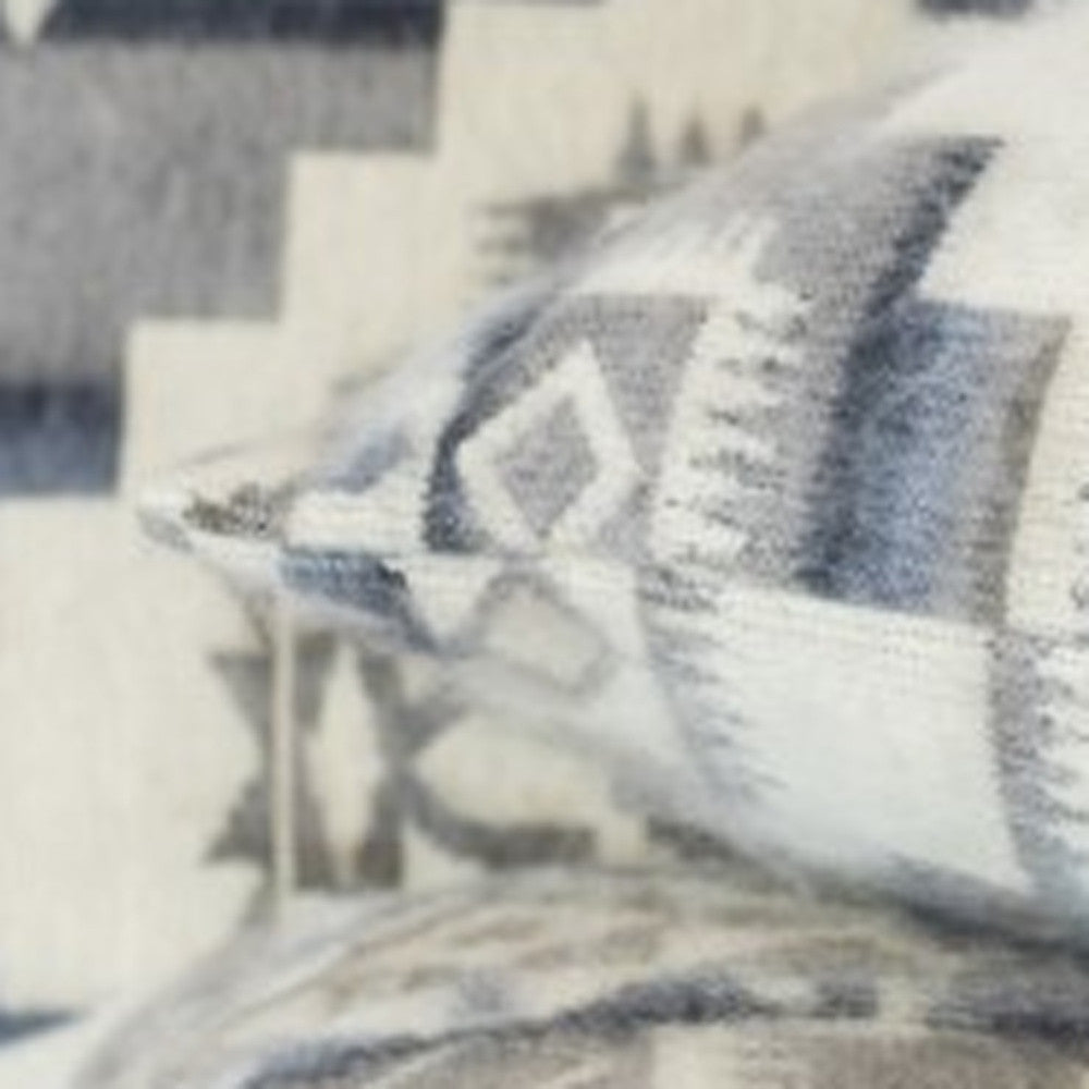 16" Ultra Soft Light Gray Southwest Handmade Pillow Cover
