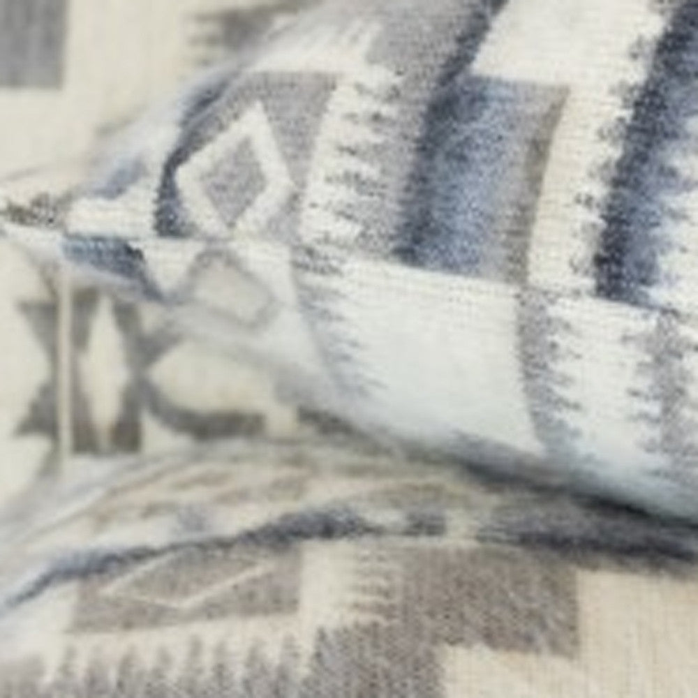 16" Ultra Soft Light Gray Southwest Handmade Pillow Cover