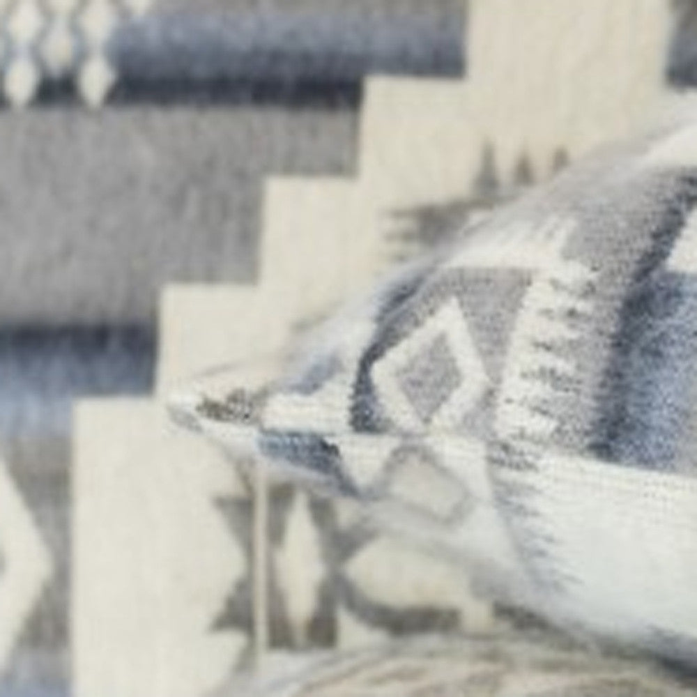16" Ultra Soft Light Gray Southwest Handmade Pillow Cover