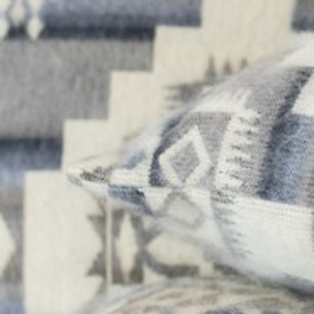 Ultra Soft Light Gray Southwest Handmade Lumbar Pillow Cover