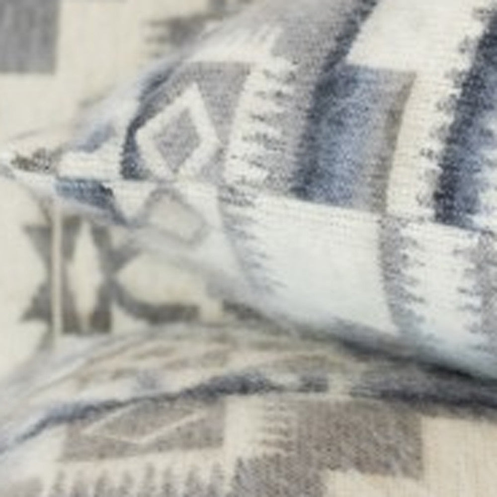 Ultra Soft Light Gray Southwest Handmade Lumbar Pillow Cover