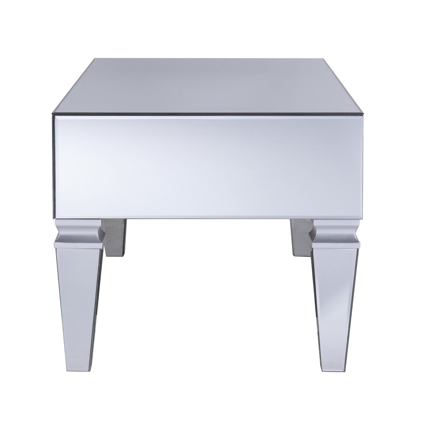 41" Silver Glam Mirrored Glass Rectangular Mirrored Coffee Table