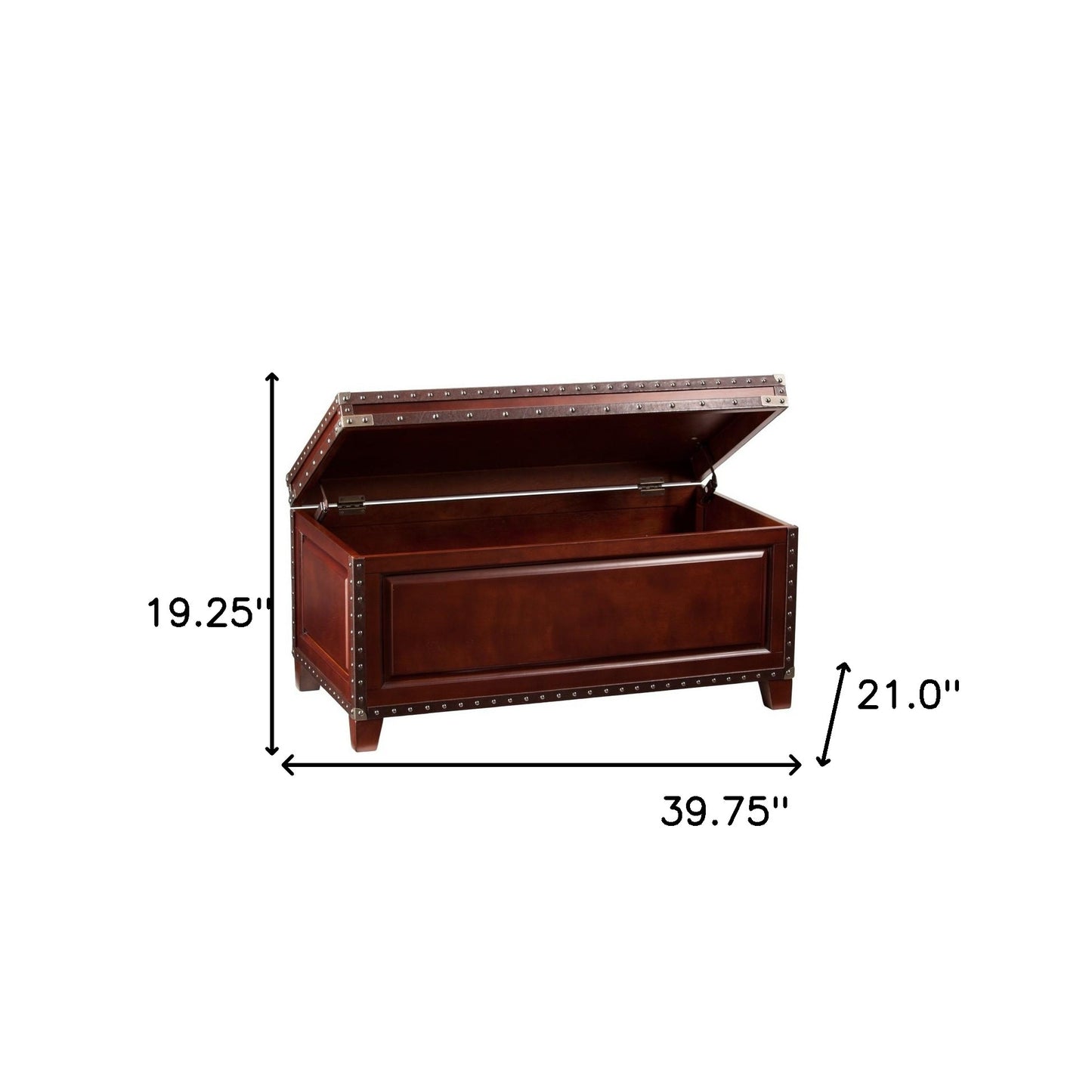 40" Brown Solid Wood And Metal Rectangular Coffee Table