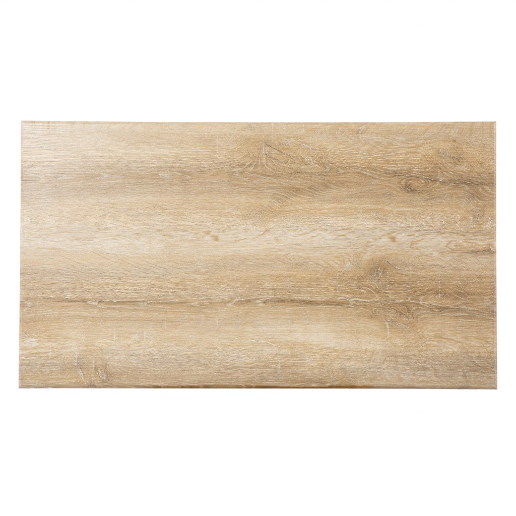 42" Natural Light Brown Wood Two Tier Rectangular Coffee Table