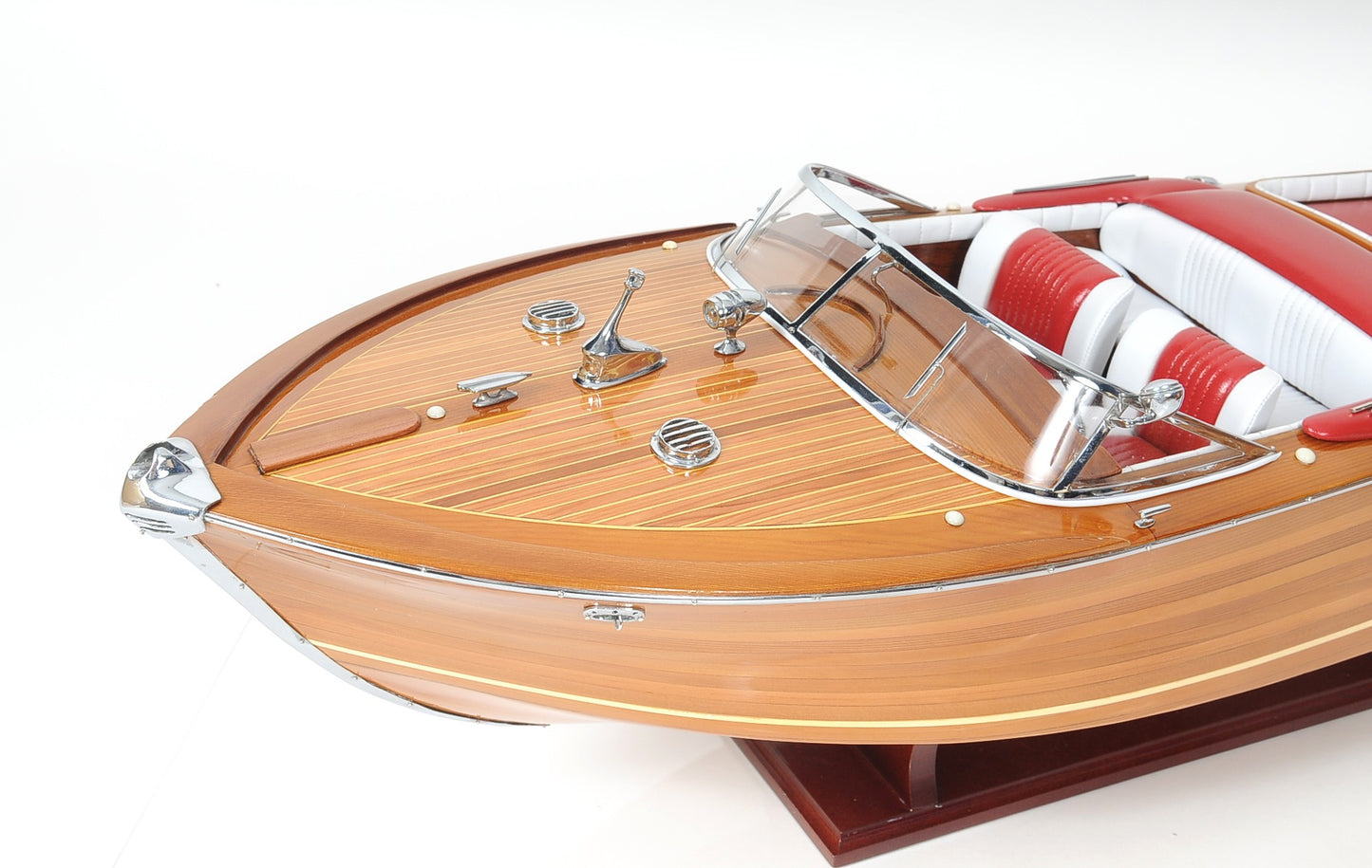 15" Wood Brown Riva Aquarama Speedboat Exclusive Display Case Edition Boat Hand Painted Decorative Boat