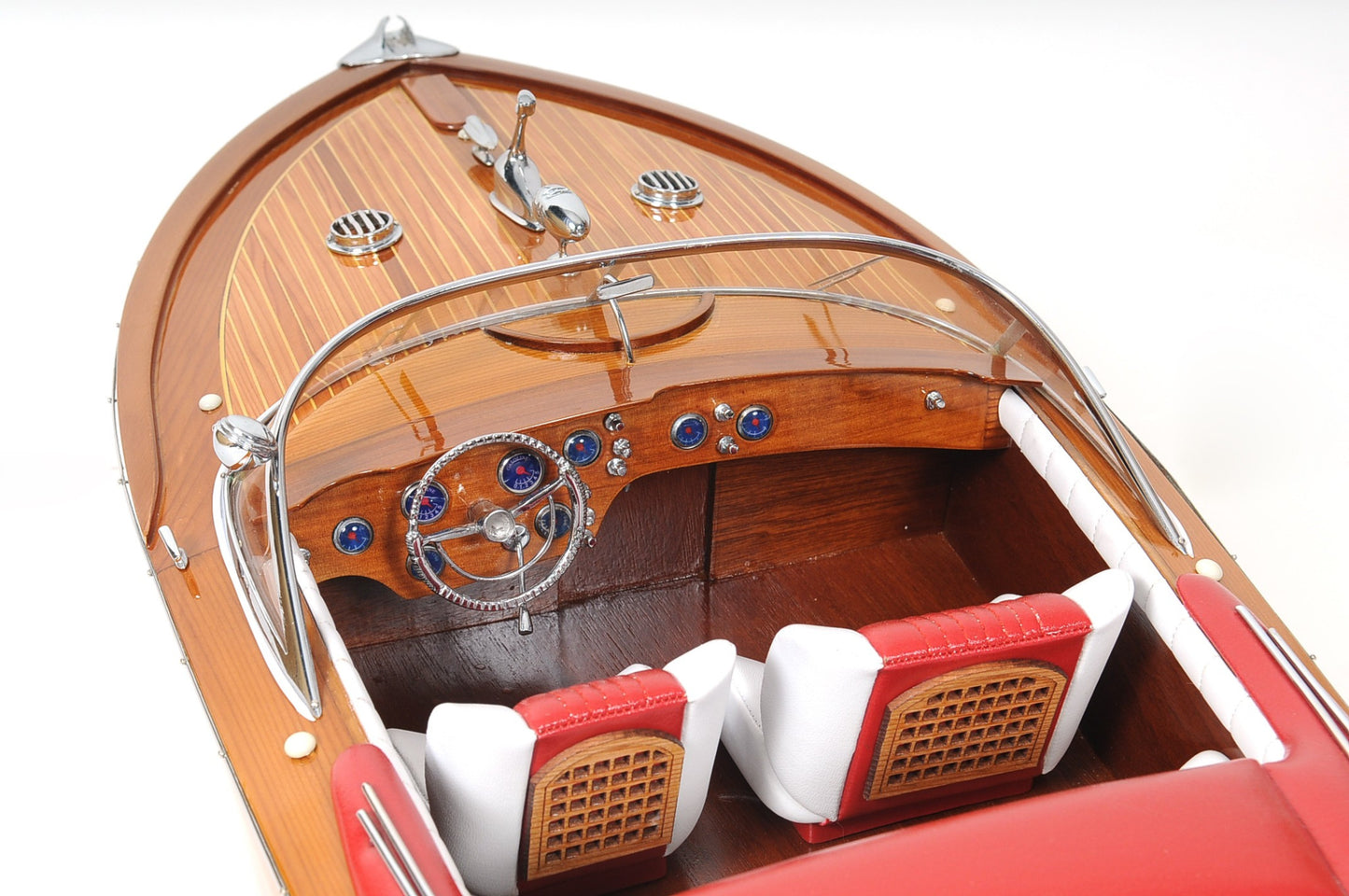 15" Wood Brown Riva Aquarama Speedboat Exclusive Display Case Edition Boat Hand Painted Decorative Boat