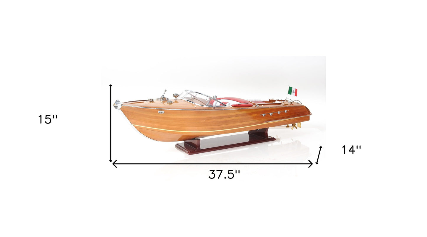 15" Wood Brown Riva Aquarama Speedboat Exclusive Display Case Edition Boat Hand Painted Decorative Boat
