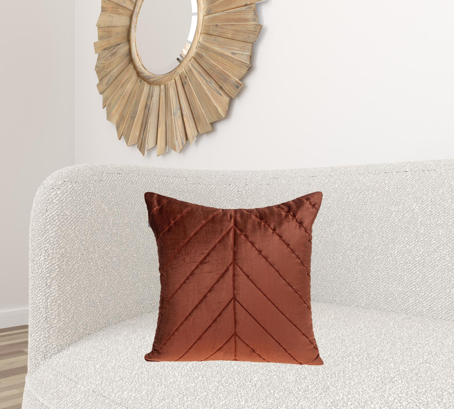 Quilted Velvet Arrows Burnt Orange Decorative Throw Pillow