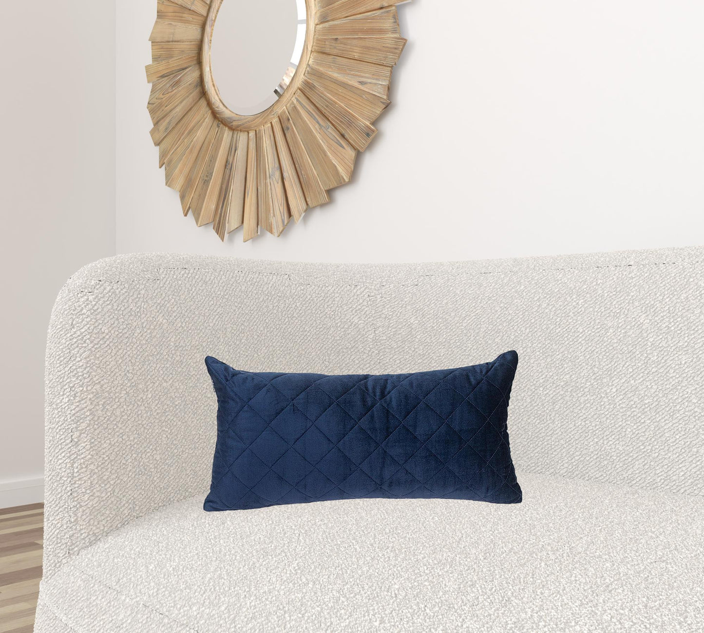 Tufted Diamond Navy Transitional Lumbar Pillow