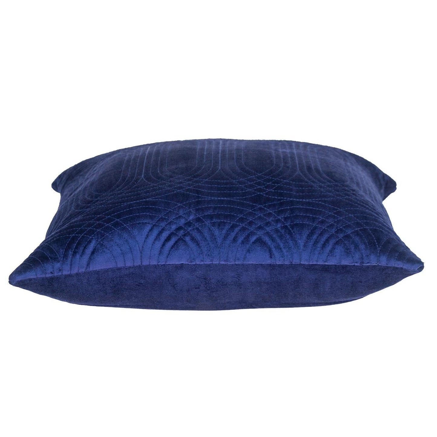 Quilted Velvet Blue Square Throw Pillow